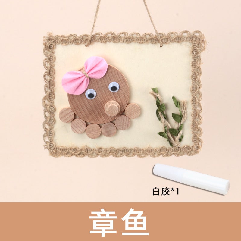 Children'S Puzzle Handmade Tree Branch Picture Frame Painting Children'S Creative Natural Wood Chip Diy Semi-Finished Material Bag - Image 1